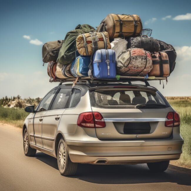close-up-packed-car-traveling